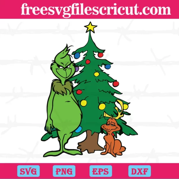 Grinch And Max Christmas Tree, Vector Svg