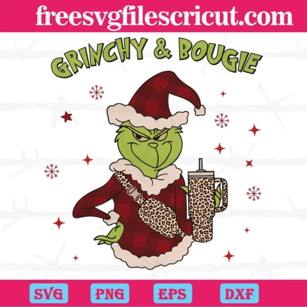 Grinchy And Bougie Christmas Tumbler, Svg Png Dxf Eps Digital Download