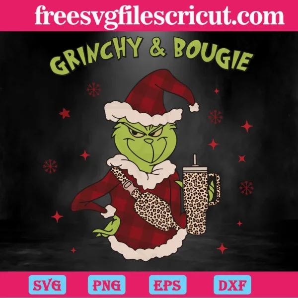 Grinchy And Bougie Christmas Tumbler, Svg Png Dxf Eps Digital Download Invert