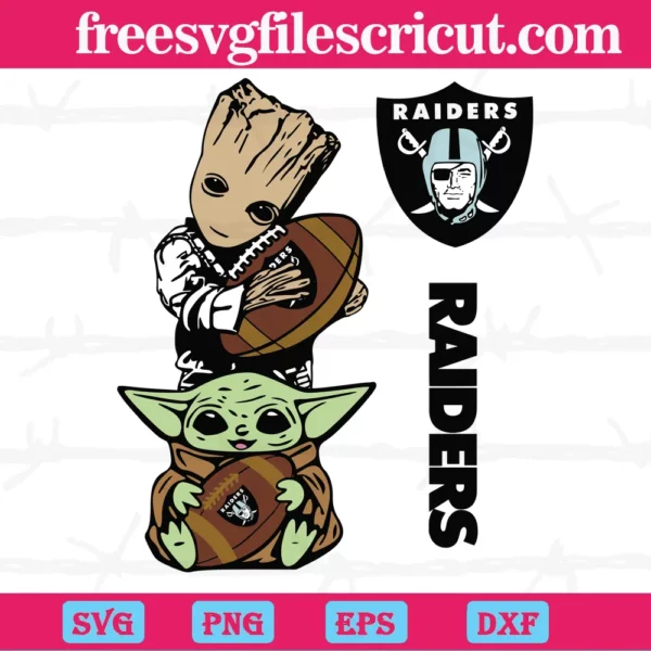 Groot And Baby Yoda Las Vegas Raiders, Svg Png Dxf Eps Cricut Silhouette