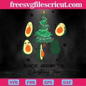 Guacin Around The Christmas Tree Avocado, Svg Clipart Invert