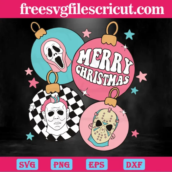 Horror Characters Merry Christmas Ornaments, Digital Files