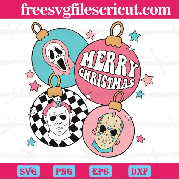 Horror Characters Merry Christmas Ornaments, Digital Files Invert