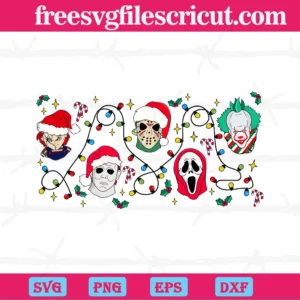 Horror Movie Characters Christmas Lights, Svg Png Dxf Eps Cricut