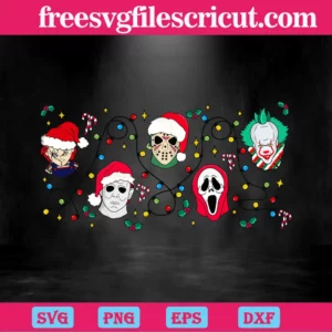 Horror Movie Characters Christmas Lights, Svg Png Dxf Eps Cricut Invert