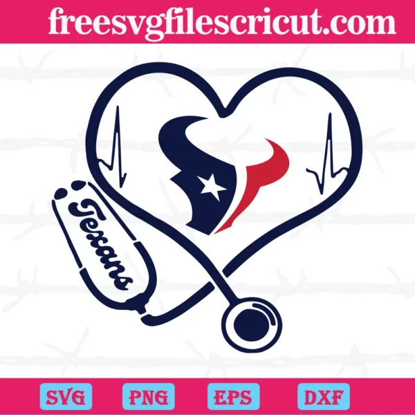Houston Texans Heart Stethoscope, Svg Files