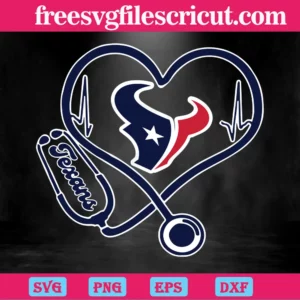 Houston Texans Heart Stethoscope, Svg Files Invert