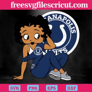 Indianapolis Colts Betty Boop Nfl Teams, Svg Png Dxf Eps Cricut Silhouette Invert