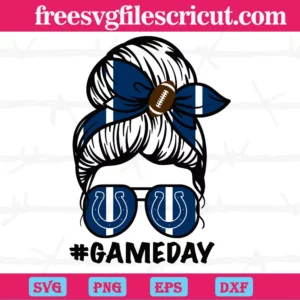 Indianapolis Colts Messy Bun Mom Game Day, Svg Files For Crafting And Diy Projects