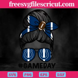 Indianapolis Colts Messy Bun Mom Game Day, Svg Files For Crafting And Diy Projects Invert