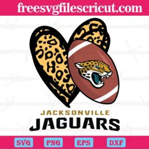 Jacksonville Jaguars Leopard Heart, Layered Svg Files