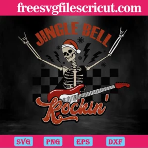 Jingle Bell Rockin Christmas Skeleton, High-Quality Svg Files Invert