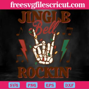 Jingle Bell Rockin Retro Christmas Skeleton Hand, Svg Png Dxf Eps Digital Files Invert