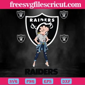 Las Vegas Raiders Betty Boop, Vector Illustrations Invert
