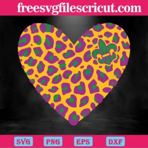 Leopard Heart Mardi Gras, Svg Png Dxf Eps Digital Download Invert