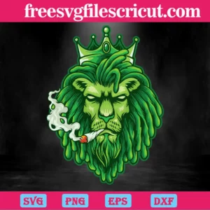 Lion King Cannabis Smoking, Svg Png Dxf Eps Cricut Silhouette Invert