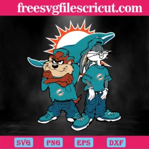 Looney Tunes Hip Hop Miami Dolphins, Vector Files Invert