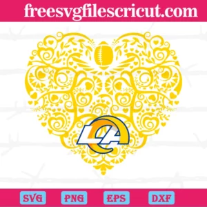 Los Angeles Rams Football Heart, Svg File Formats Invert