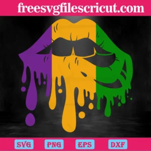 Mardi Gras Biting Lips, Svg Png Dxf Eps Cricut Invert