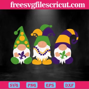 Mardi Gras Gnomes, Svg Png Dxf Eps Cricut Files Invert