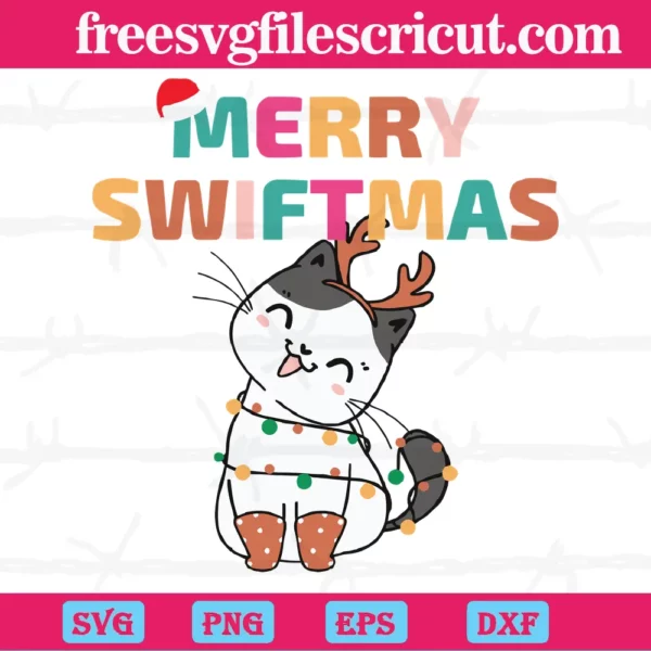 Merry Swiftmas Christmas Cat, Graphic Design Invert