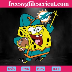Miami Dolphin Football Spongebob, Svg Png Dxf Eps Cricut Files Invert