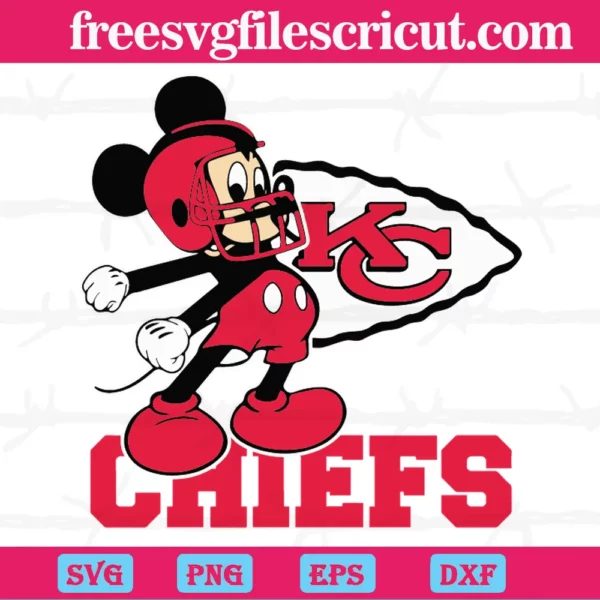 Mickey Kansas City Chiefs Football Team, Cutting File Svg