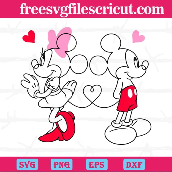 Mickey Mouse And Minnie Mouse Valentines Day, Svg Png Dxf Eps