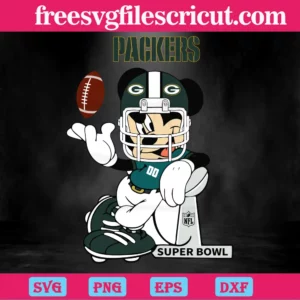 Mickey Mouse Green Bay Packers Nfl Teams, Premium Svg Files Invert