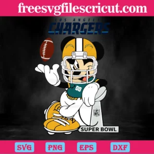 Mickey Mouse Los Angeles Chargers, Svg Png Dxf Eps Cricut Silhouette Invert