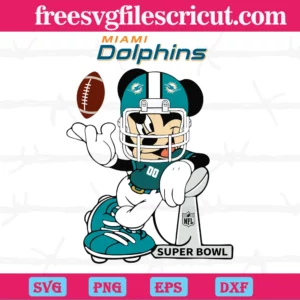 Mickey Mouse Miami Dolphin, Laser Cut Svg Files