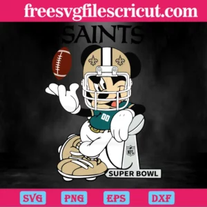 Mickey Mouse New Orleans Saints, Layered Svg Files Invert