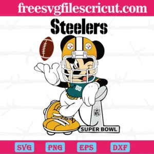 Mickey Mouse Pittsburgh Steelers, Laser Cut Svg Files