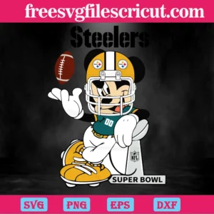 Mickey Mouse Pittsburgh Steelers, Laser Cut Svg Files Invert