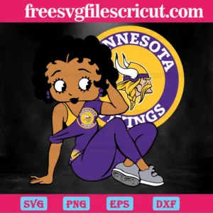 Minnesota Vikings Betty Boop, Svg Clipart Invert