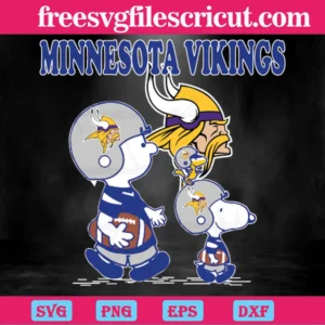 Minnesota Vikings Charlie Brown And Snoopy, Layered Svg Files