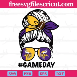 Minnesota Vikings Messy Bun Mom Game Day, Svg Png Dxf Eps Designs Download