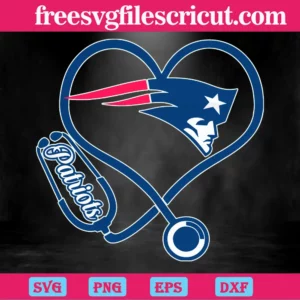 New England Patriots Heart Stethoscope, Svg Png Dxf Eps Invert