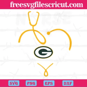 Nurse It Is A Work Of Heart Green Bay Packers, Svg Png Dxf Eps Invert