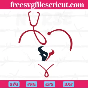 Nurse It Is A Work Of Heart Houston Texans, Svg Png Dxf Eps Cricut Files Invert