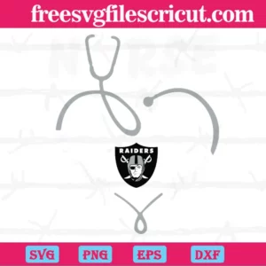 Nurse It Is A Work Of Heart Las Vegas Raiders, Svg Files For Crafting And Diy Projects Invert