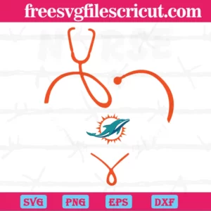 Nurse It Is A Work Of Heart Miami Dolphins, Graphic Design Invert
