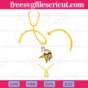 Nurse It Is A Work Of Heart Minnesota Vikings, Svg Files Invert