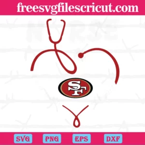 Nurse It Is A Work Of Heart San Francisco 49Ers, Svg Png Dxf Eps Designs Download Invert