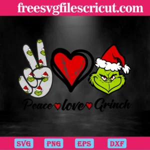Peace Love Grinch, Svg Files For Crafting And Diy Projects Invert
