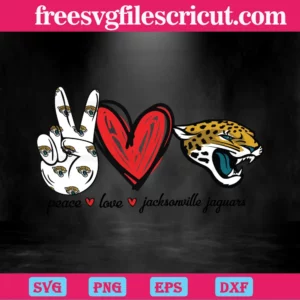 Peace Love Jacksonville Jaguars, Svg Png Dxf Eps Invert
