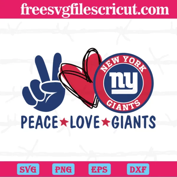 Peace Love New York Giants Nlf Football Team, Vector Svg