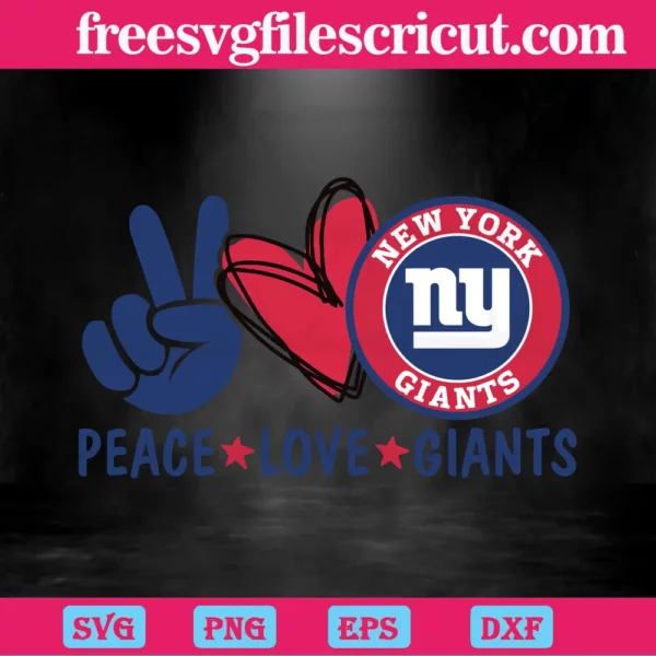Peace Love New York Giants Nlf Football Team, Vector Svg Invert