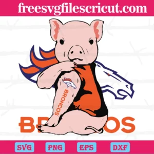 Pig Tattoo Fan Denver Broncos Nfl Football, Digital Files Invert