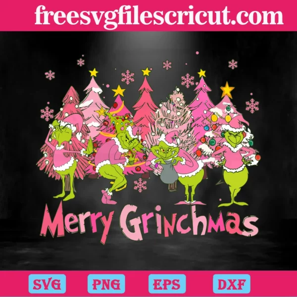 Pink Christmas Merry Grinchmas, Svg Files Invert